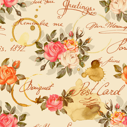 500x500 Vintage Flowers Patterns Vector Seamless Design Free Vector