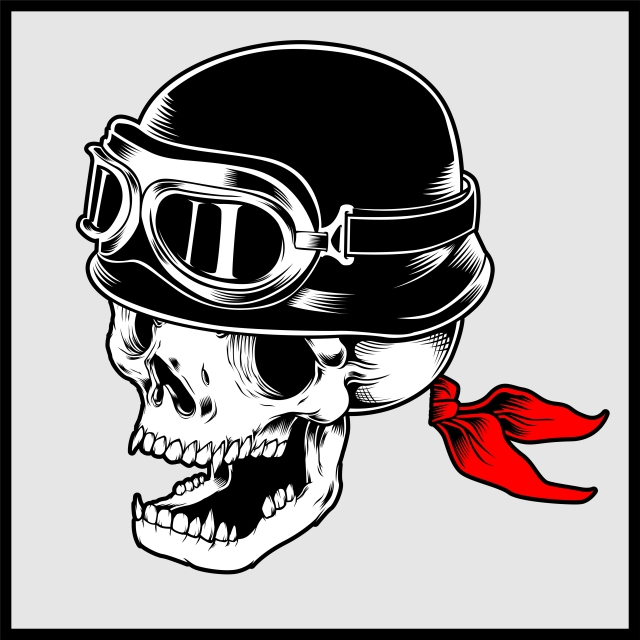 640x640 Vector Retro Illustration Of Biker Skull Head Wearing Vintage