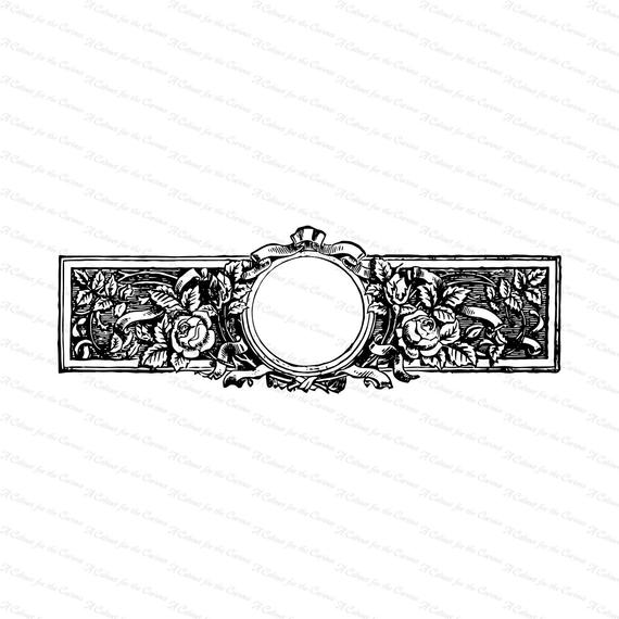570x570 Vintage Roses Ribbons Floral Border Vector Clipart Antique Etsy