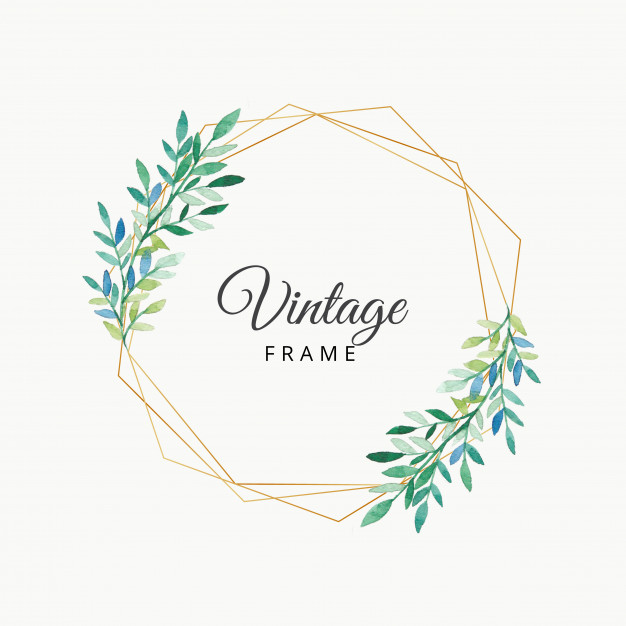 626x626 Watercolor Leaves Vintage Frame With Gold Border Vector Premium