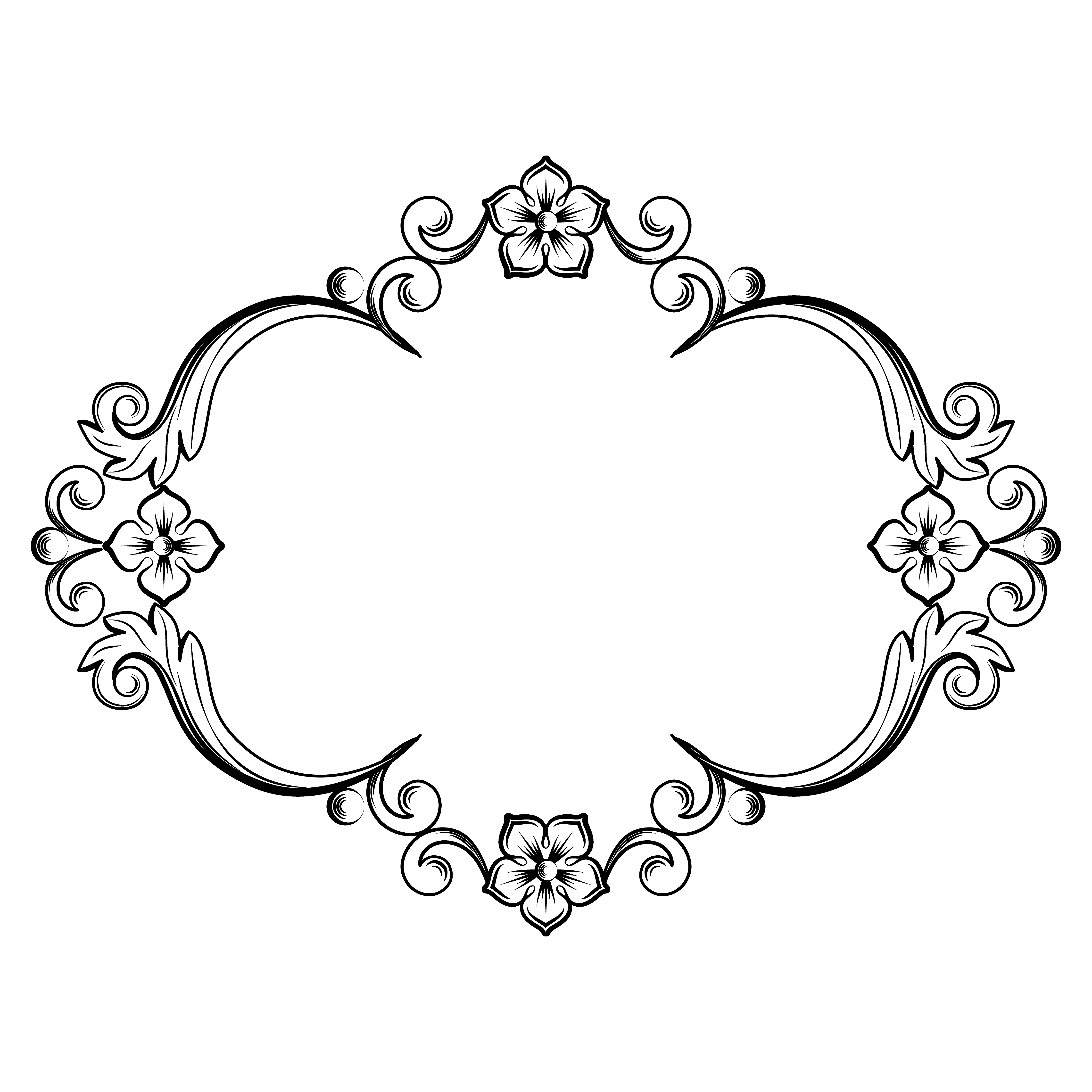 4500x4500 Ornamental Vintage Frame Vector Illustration In Black And White