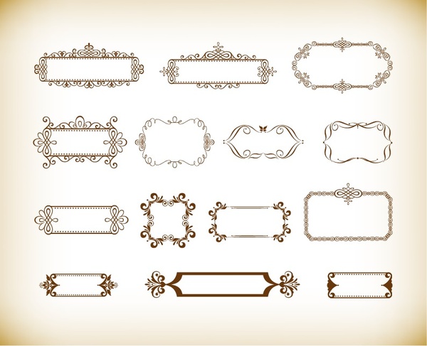 600x487 Vintage Ornament Floral Frame Vector Set Free Vector