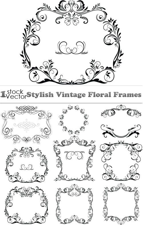 500x786 Stylish Vintage Floral Frames Vector Download Graphic Gfx Stock