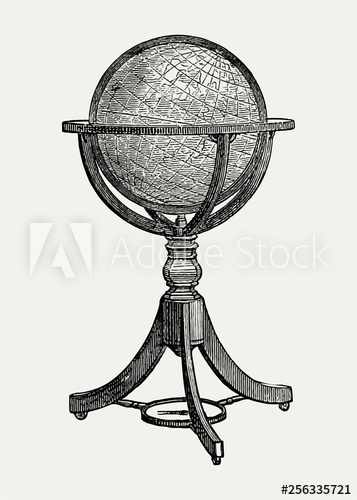 357x500 Vintage Globe Stand Illustration