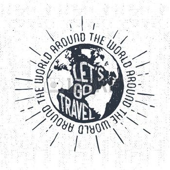 350x350 Travel Logo Hand Drawn Textured Vintage Label, Retro Badge
