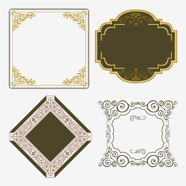 640x640 Ornamental Vintage Golden Frame, Golden Frames, Vintage Golden