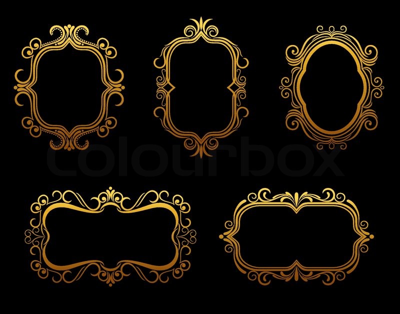 800x628 Set Of Antique Golden Frames For Stock Vector Colourbox
