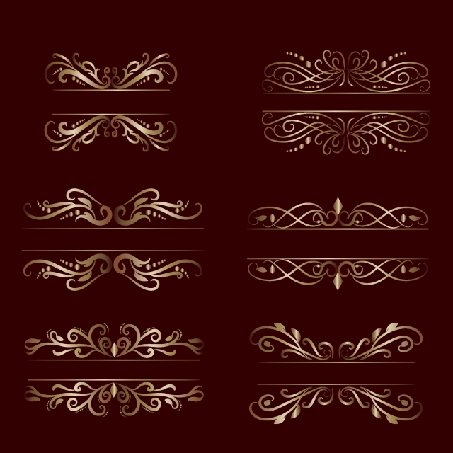 640x640 Vintage Frame Vector Golden Set Luxury European Style, Vintage