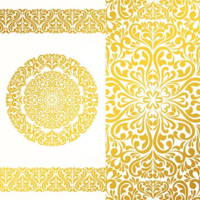 640x640 Baroq Decorations, Golden Me Vintage Frame, Floral, Circle Frame