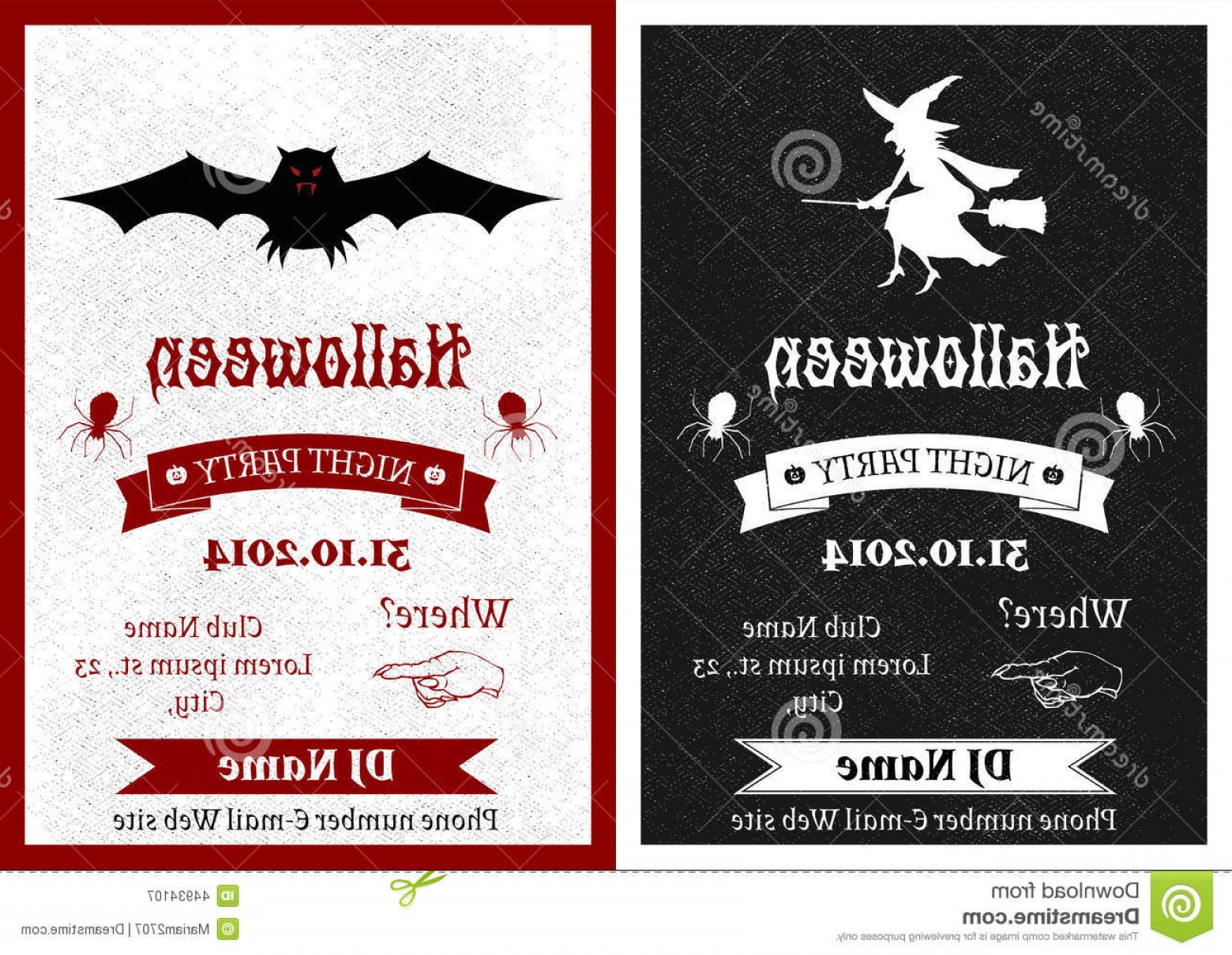 1560x1210 Stock Illustration Vintage Halloween Party Flyer Vector Set Black