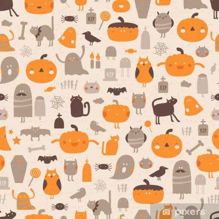 700x700 Vintage Halloween Background Vector Seamless Pattern