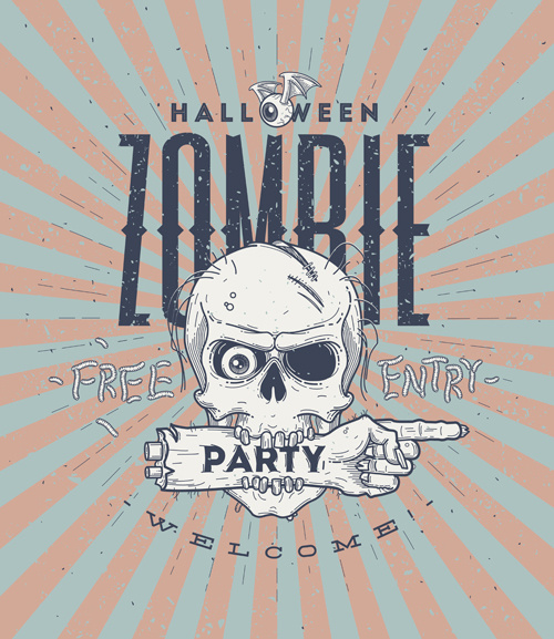 500x577 Vintage Halloween Party Vector Poster Set Free Vector