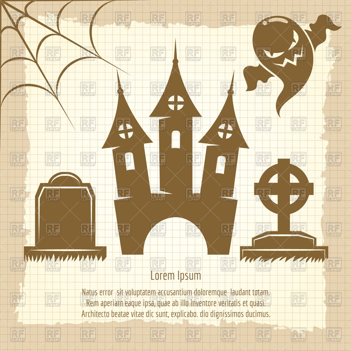 1200x1200 Vintage Halloween Poster With Castle And Ghost Vector Image