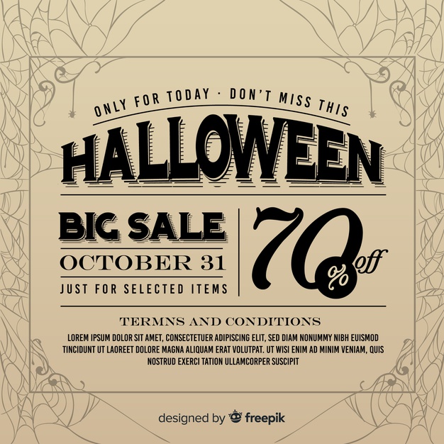 626x626 Vintage Halloween Sale Newspaper Commercial Vector Free Download