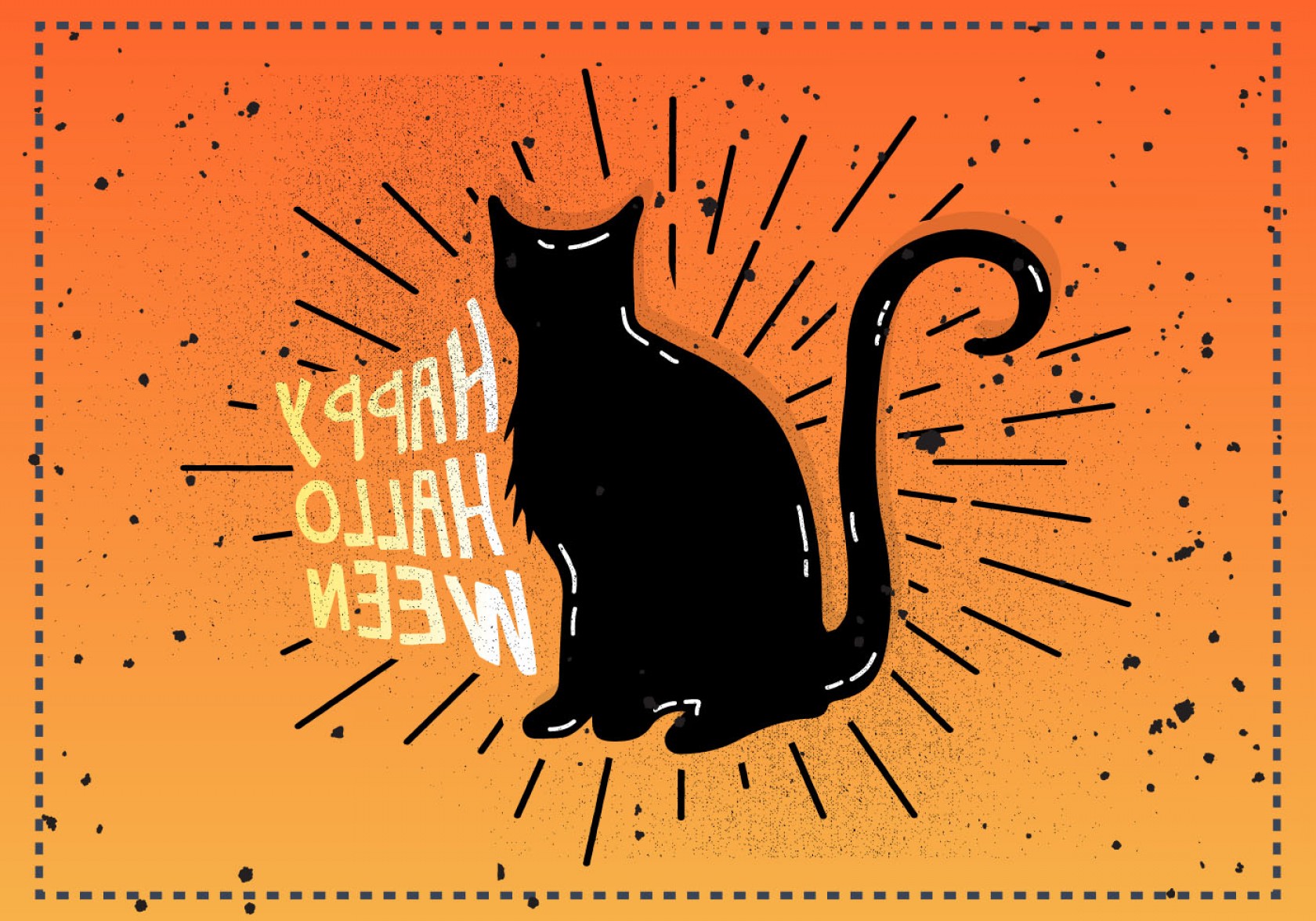 1680x1176 Free Vintage Halloween Cat Vector Illustration Studiogrfx