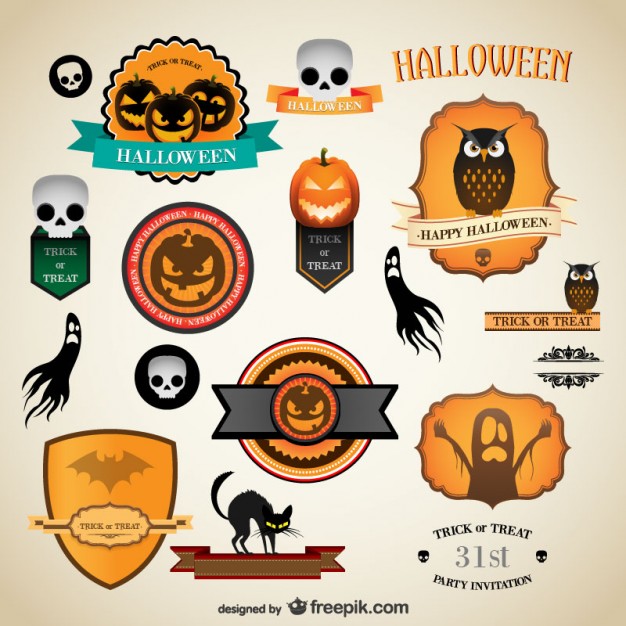 626x626 Halloween Vintage Labels Vector Free Download
