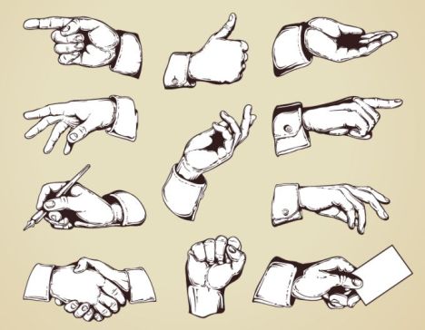 468x364 Various Hand Gestures Free Vectors