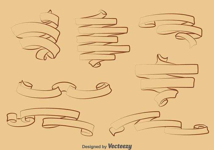 700x490 Vintage Hand Drawn Ribbon Vector Set