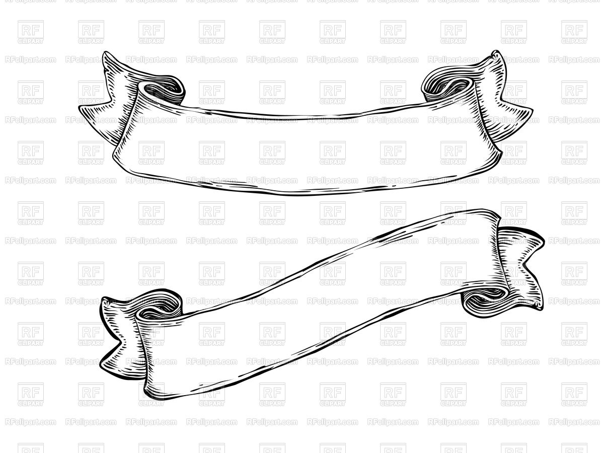 1200x900 Vintage Hand Drawn Ribbons Illustrations Vector Image Of Flags