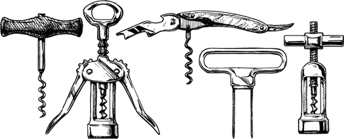 500x203 Wine Opener Vintage Hand Drawn Vector Free Download