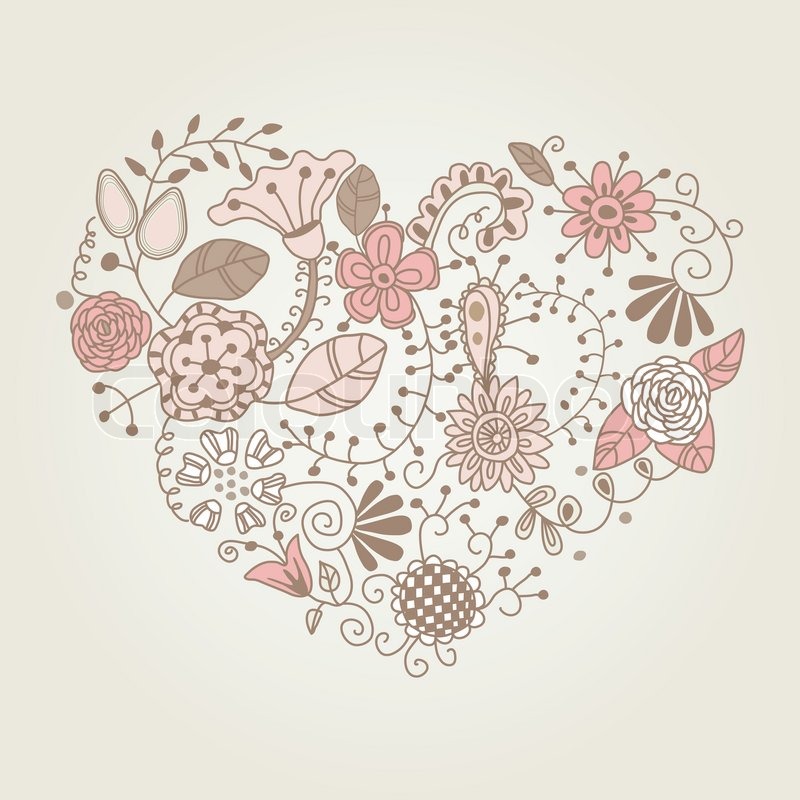 800x800 Floral Vintage Heart Shape Stock Vector Colourbox
