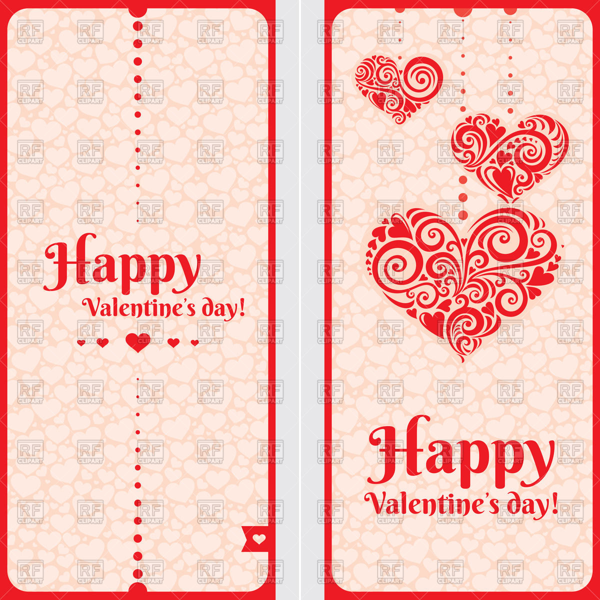 1200x1200 Vintage Valentine's Day Cards With Hearts Vector Image