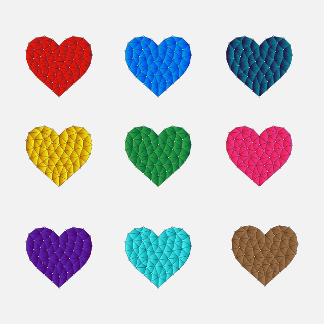 640x640 A Set Of Polygonal Heart Shape Low Poly Love Vector Illustration