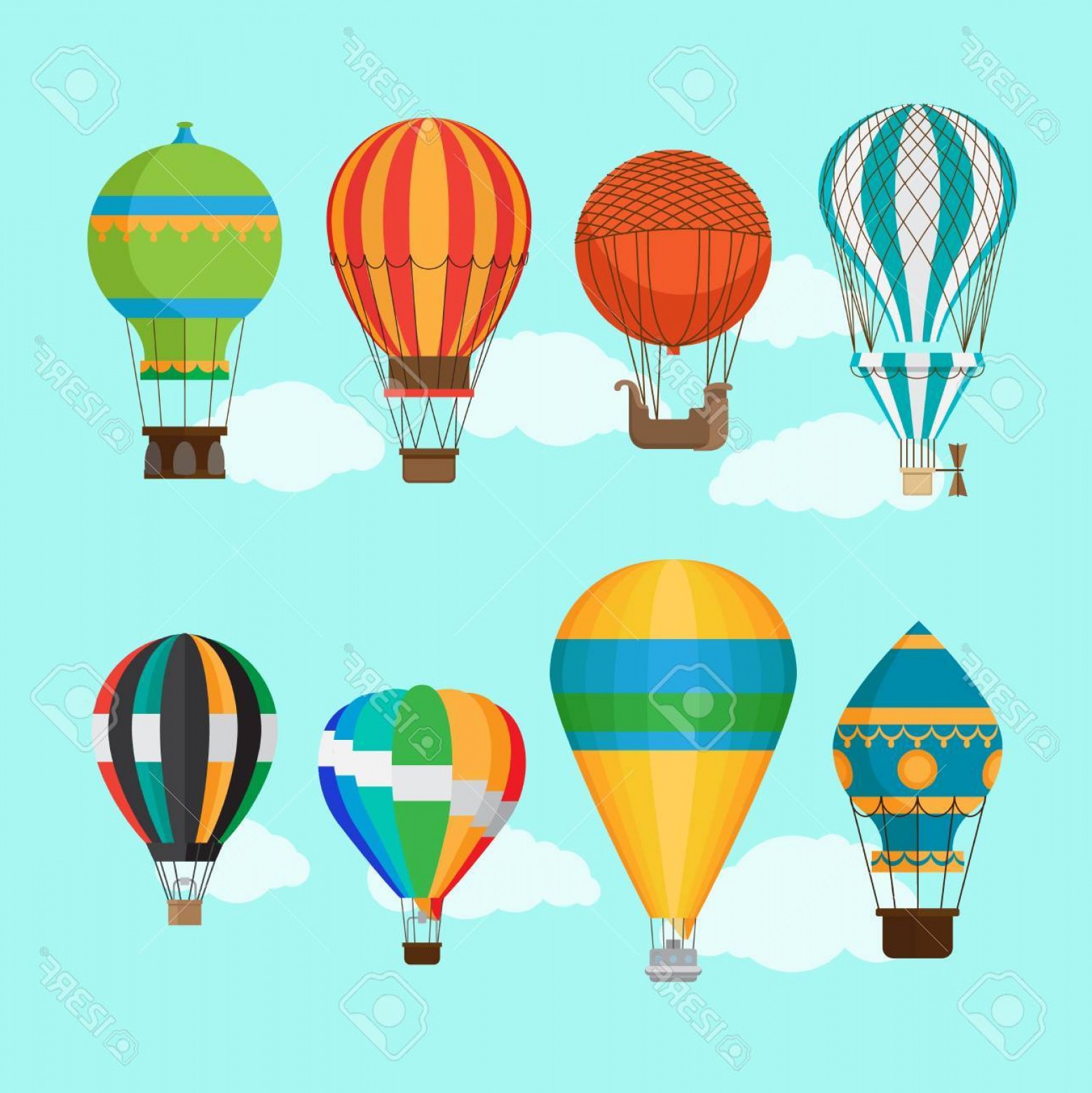 1558x1560 Photostock Vector Aerostat Balloon Transport Vintage Hot Air