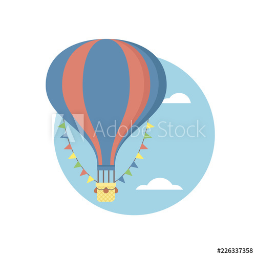 500x500 Retro Vintage Hot Air Balloon Vector Flat Illustration