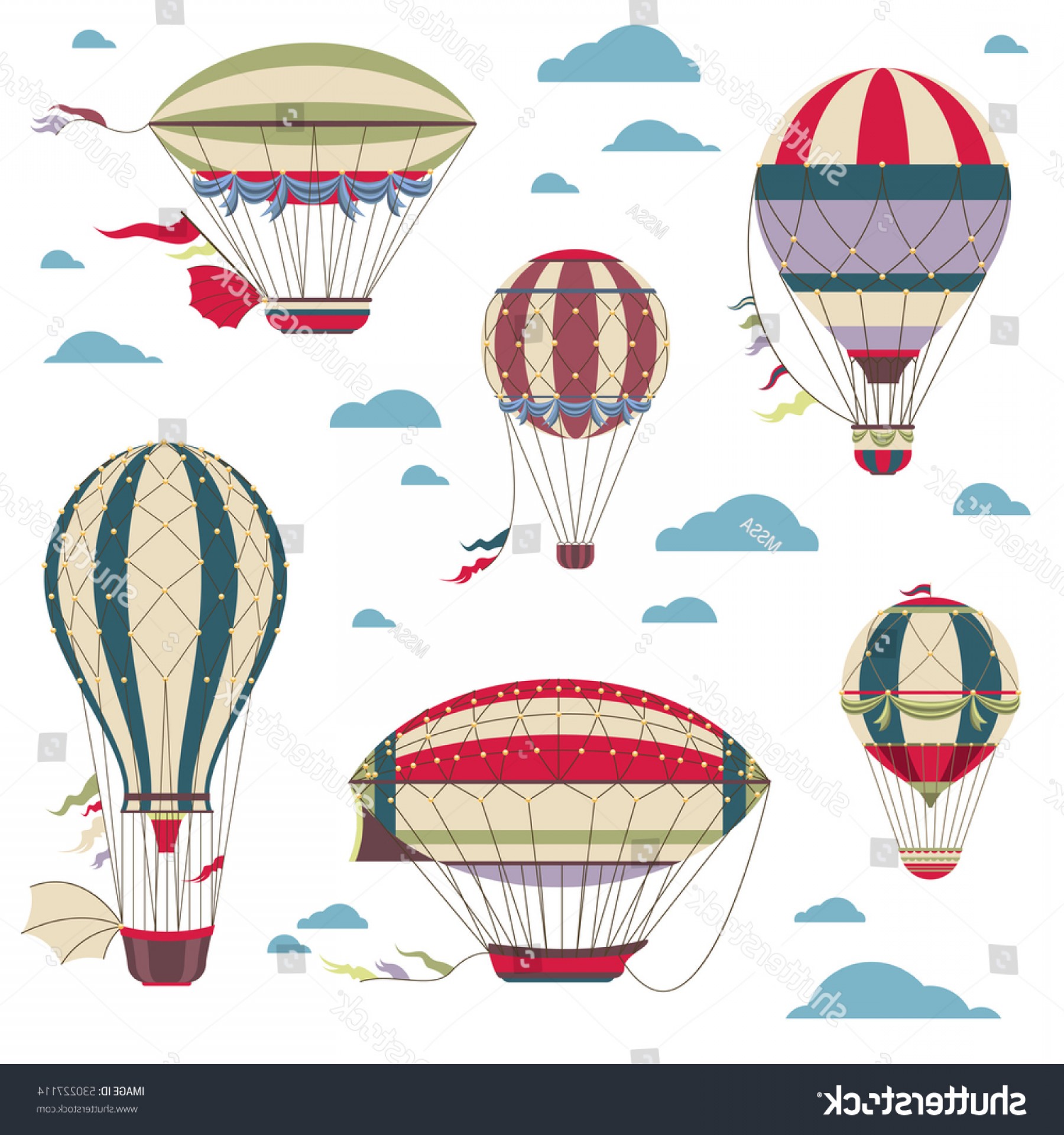 1800x1920 Vintage Hot Air Balloons Vector Set Geekchicpro