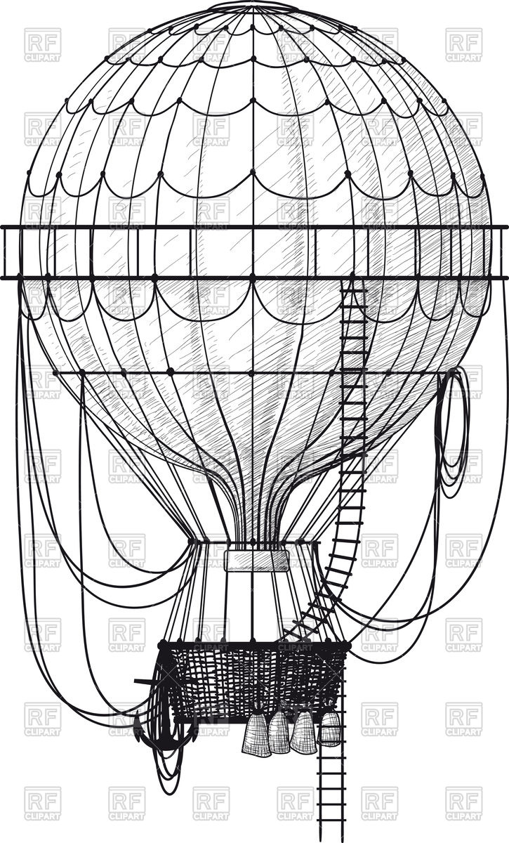 725x1200 Vintage Hot Air Balloon With Ladder Vector Image Of Objects