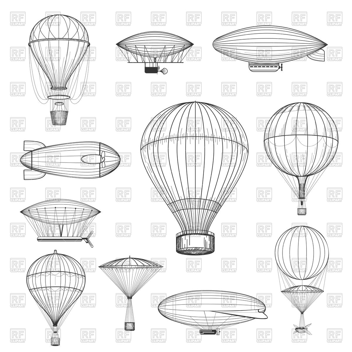 1200x1200 Vintage Hot Air Balloons Vector Image Of Objects Vectortatu