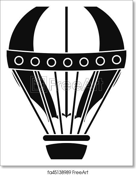 450x580 Free Art Print Of Vintage Hot Air Balloon Icon, Simple Style