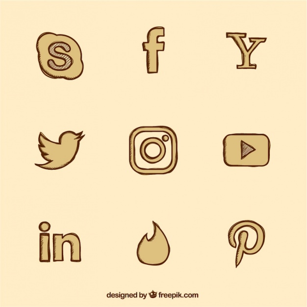 626x626 Collection Of Social Media Vintage Hand Drawn Icons Vector Free