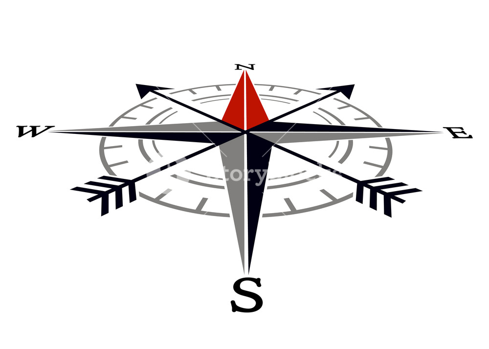 1000x714 Compass Wind Rose In Vintage Style Flat Icon Vector Illustration