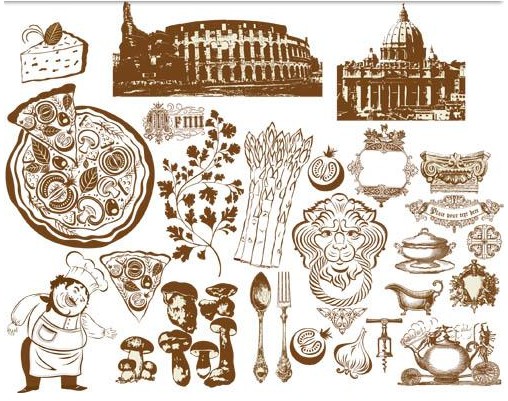 508x401 Food Vintage Icons Vector Free Download