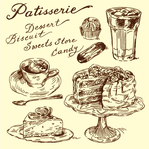 Hand Drawn Vintage Food Illustrations Vector 494x492 Hand Drawn Vintage Food Illustrations Vector