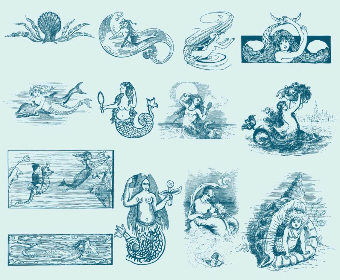 Vintage Mermaid Illustrations Vector Art Graphics 1136x936 Vintage Mermaid Illustrations Vector Art Graphics