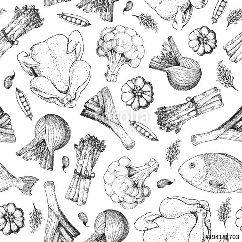 Different Food Vintage Background Healthy Food Hand Drawn Vector 500x500 Different Food Vintage Background Healthy Food Hand Drawn Vector