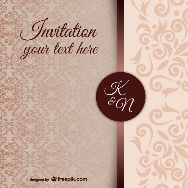 626x626 Vintage Invitation Template With Damask Pattern Vector Free Download