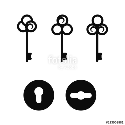 500x500 Keyhole Icons Vintage Keys Signs For Logo Key Vector
