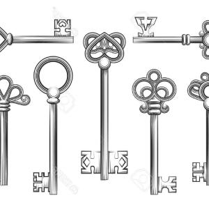 300x300 Ornamental Medieval Vintage Keys With Victorian Vector Hoodamathrun