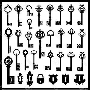 300x300 Photostock Vector Vintage And Old Keys Vector Icons Sketch Set