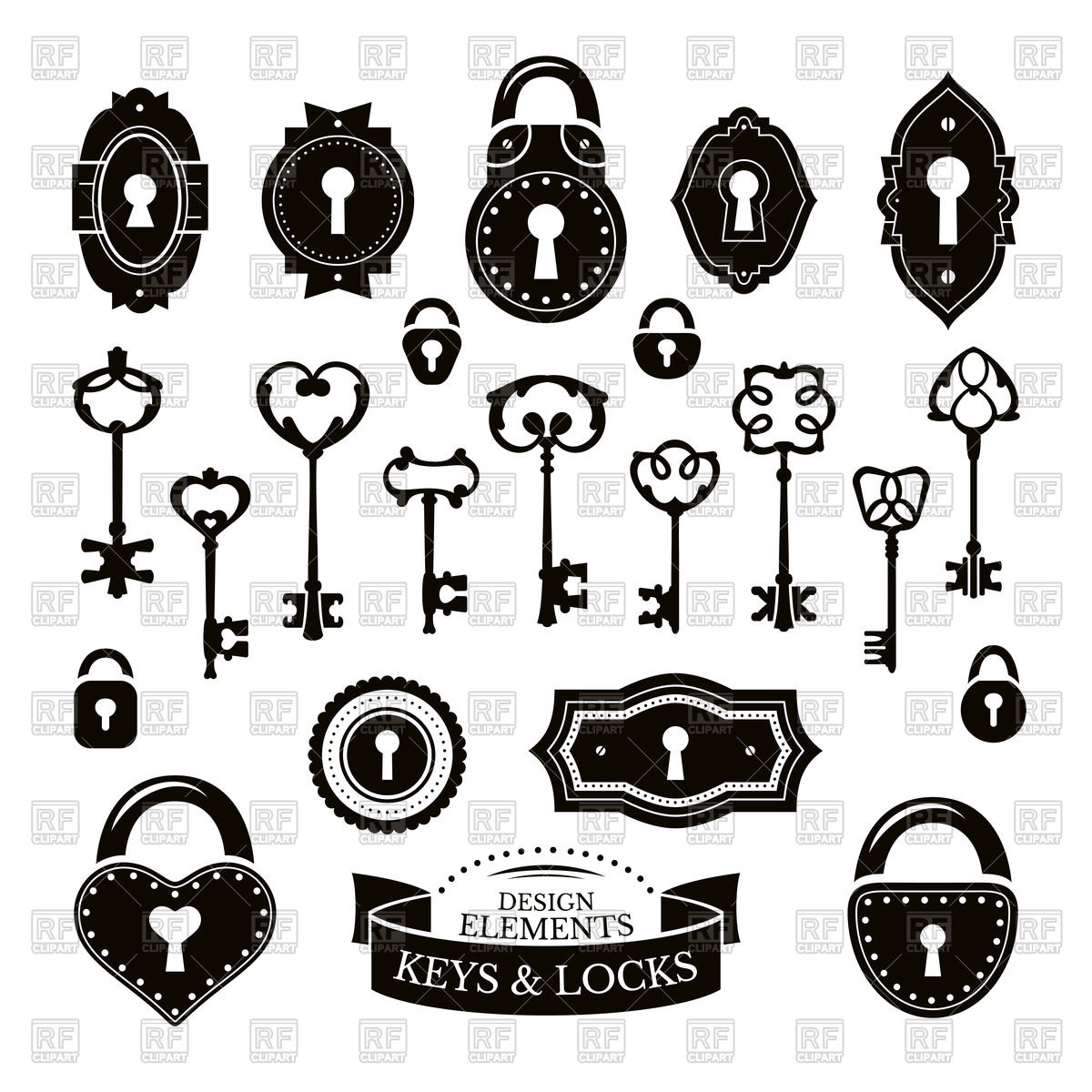 Set Of Vintage Keys, Keyholes And Locks Vector Image Of Objects 1200x1200 Set Of Vintage Keys, Keyholes And Locks Vector Image Of Objects