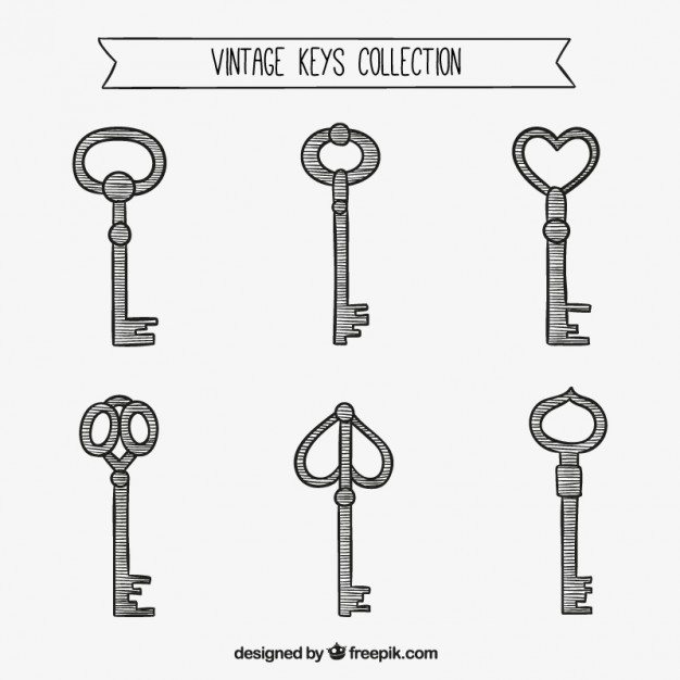 626x626 Sketchy Vintage Keys Collection Vector Free Download
