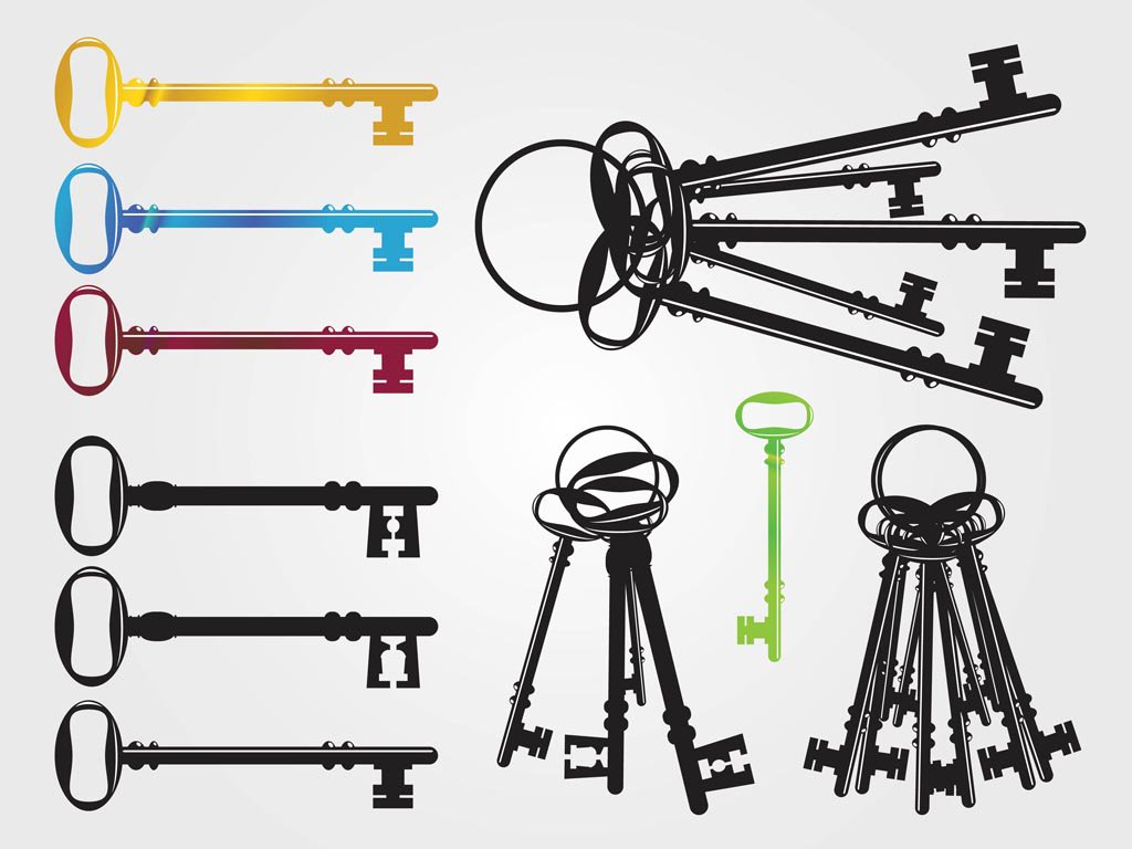 1024x768 Vintage Keys Vector Art Graphics