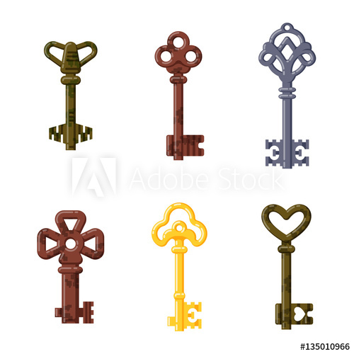 500x500 Vintage Key Vector Isolated Icon