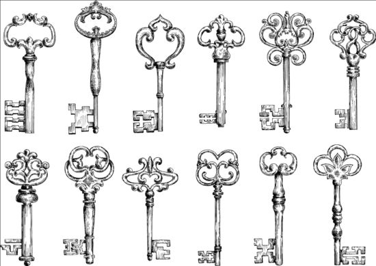 550x389 Vintage Keys Vector Set Free Download