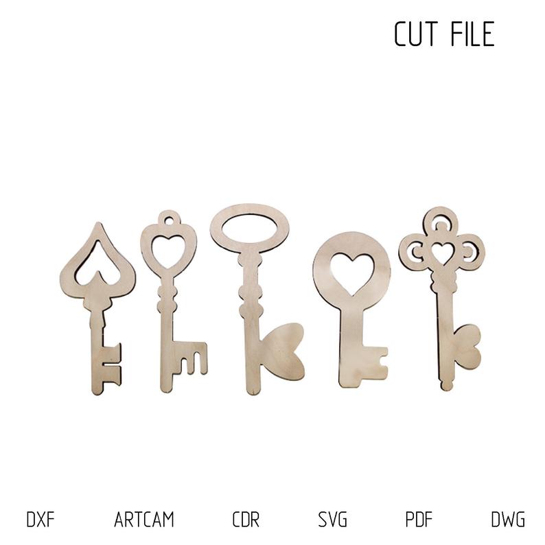 794x794 Dxf For Laser Set Vintage Keys Vector Etsy