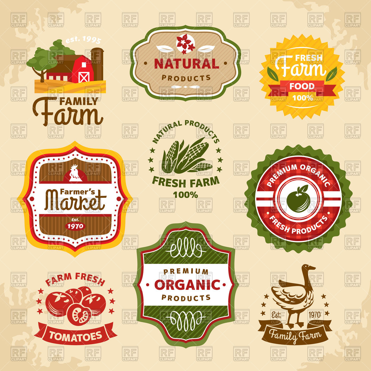 1200x1200 Farm Vintage Labels Vector Image Of Design Elements Tiax